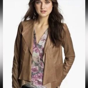 trouvé Brown Carmel Buttery Leather Moto Ribbed
Asymmetrical Jacket M*SPOTS*